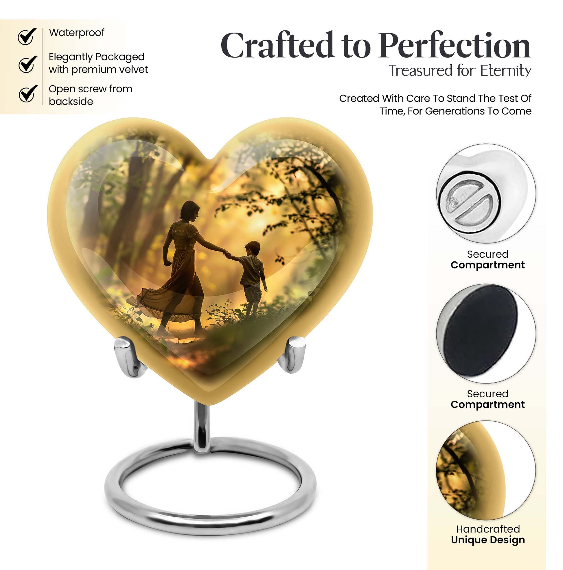 brother and sister heart-shaped cremation urn