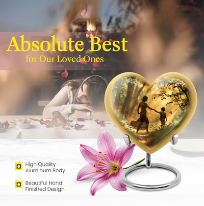 brother and sister heart-shaped cremation urn