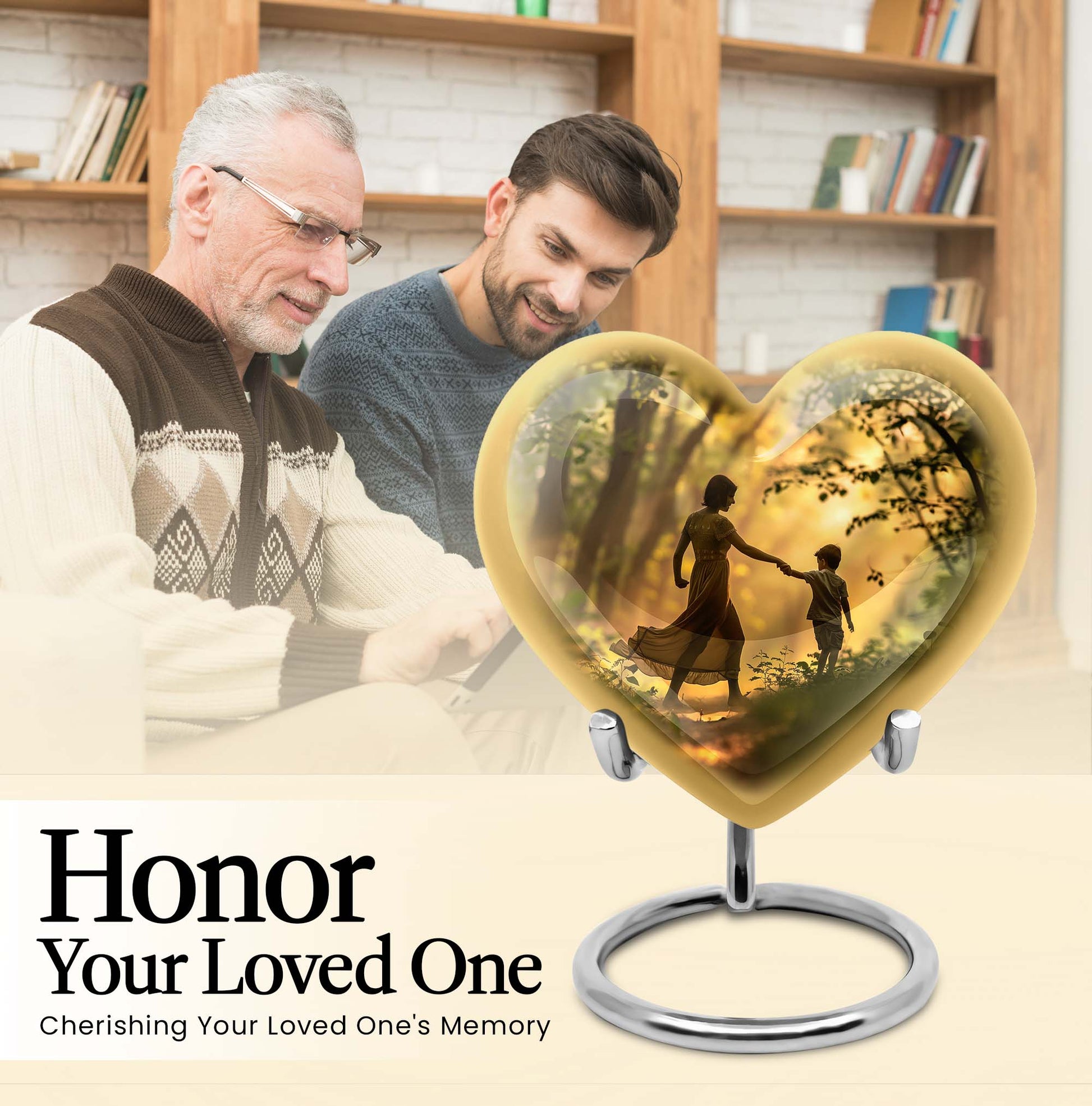 brother and sister heart-shaped cremation urn