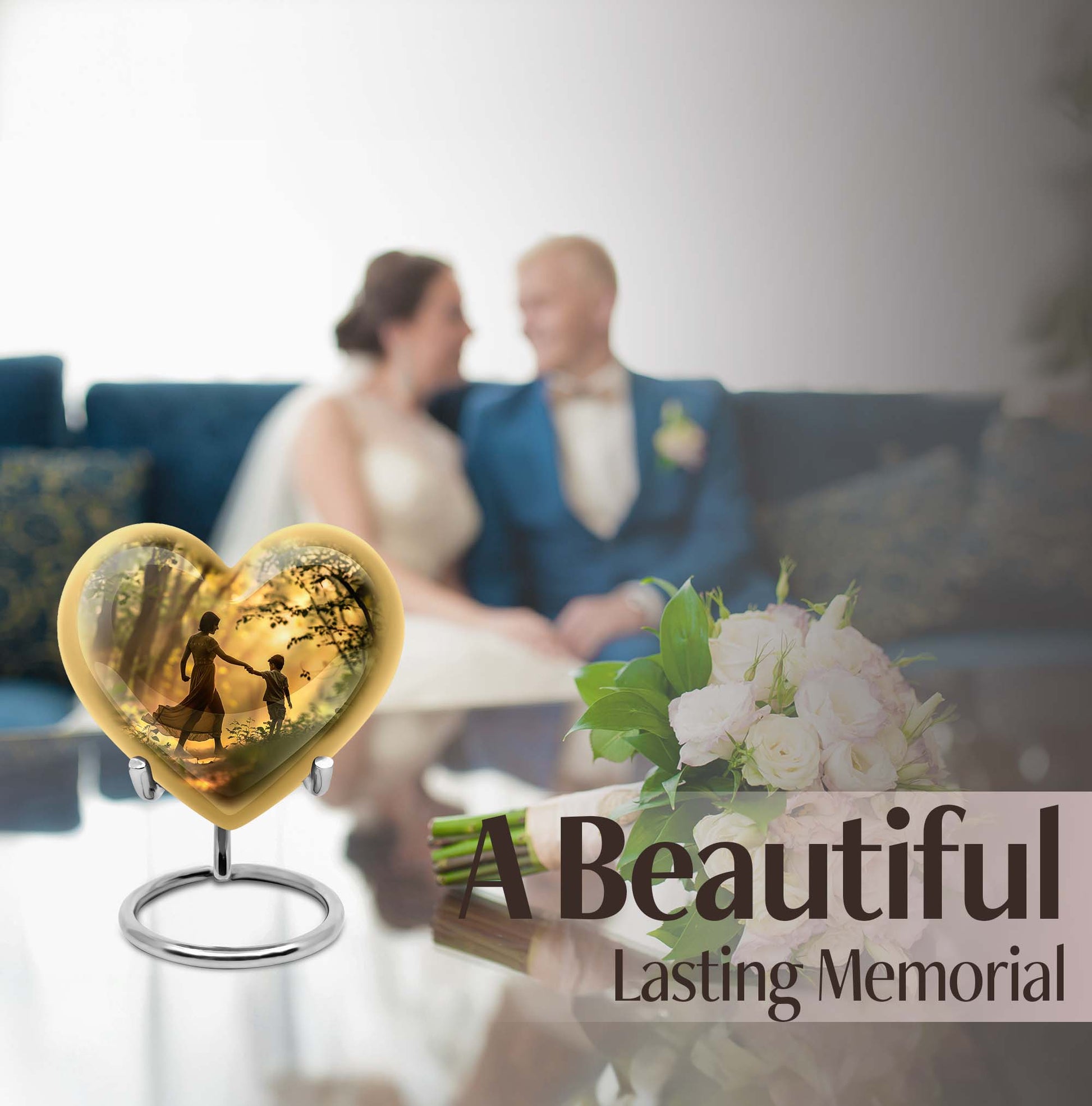 brother and sister heart-shaped cremation urn