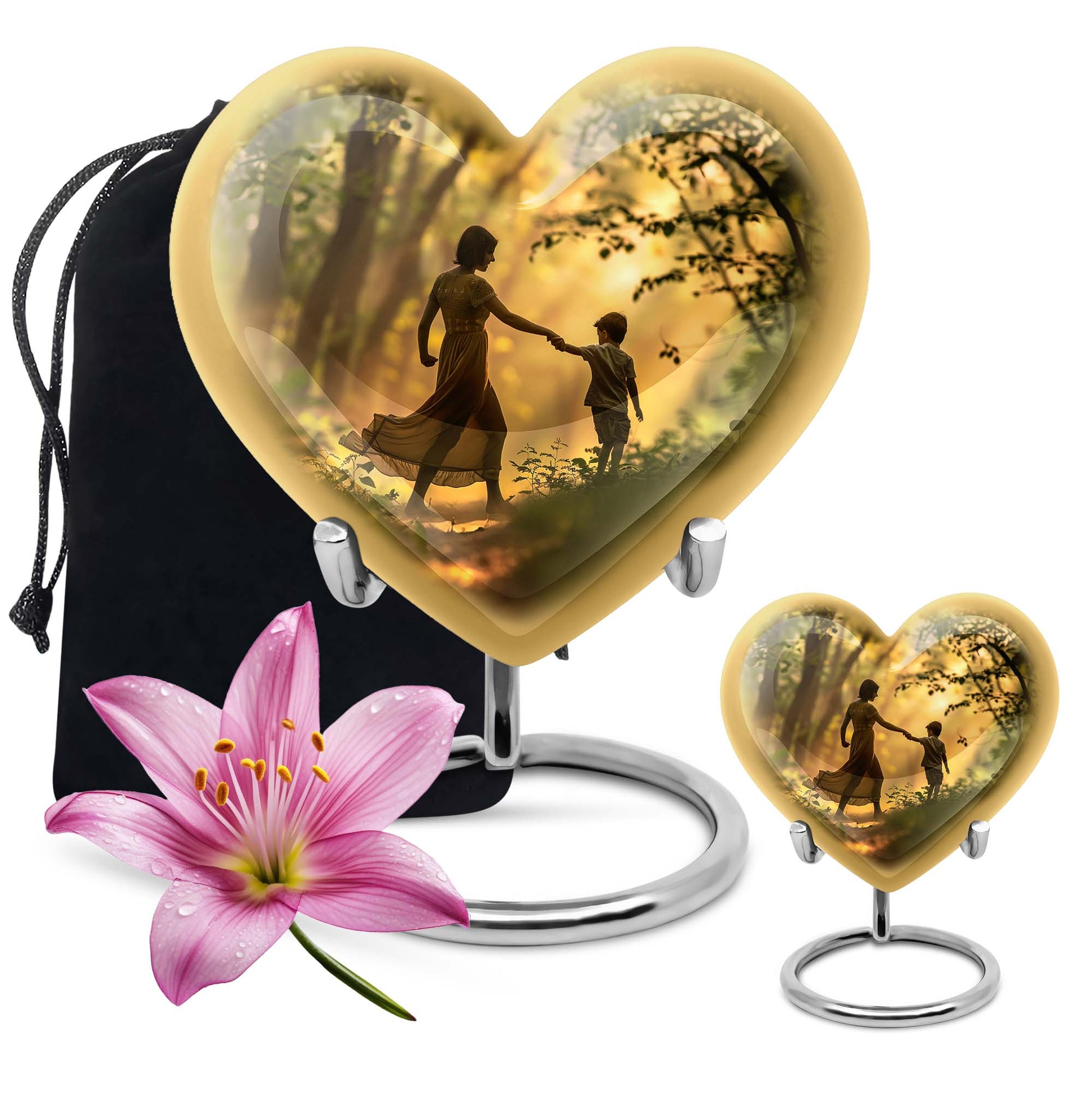 brother and sister heart-shaped cremation urn