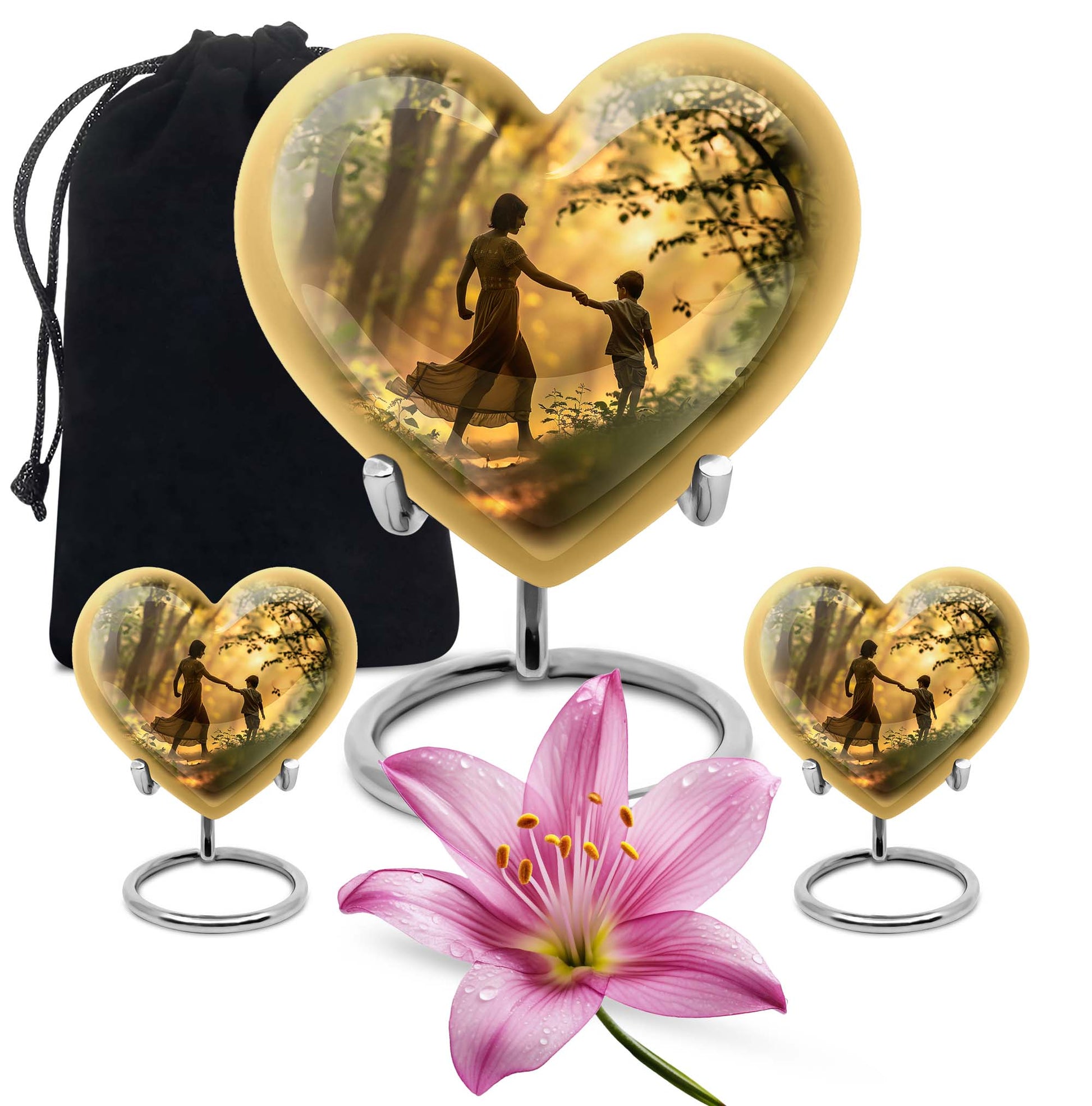 brother and sister heart-shaped cremation urn