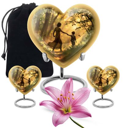 brother and sister heart-shaped cremation urn