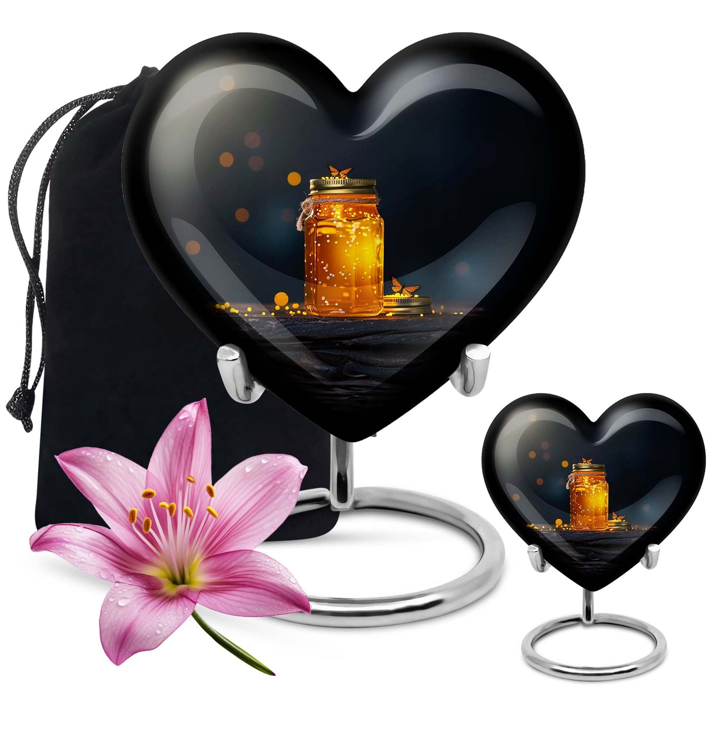  Memorial adult urn with velvet pouch