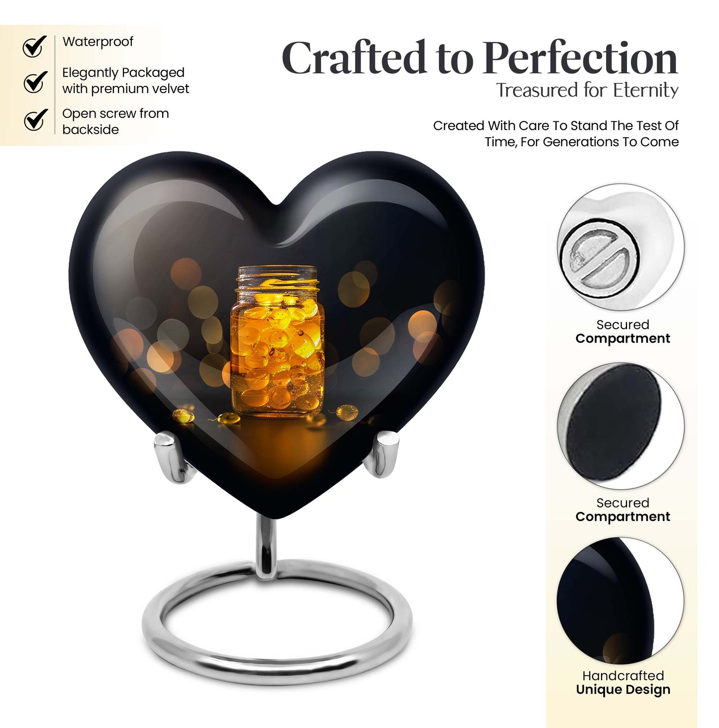 Heart-shaped, 10-inch Honey Pot Urn for ashes