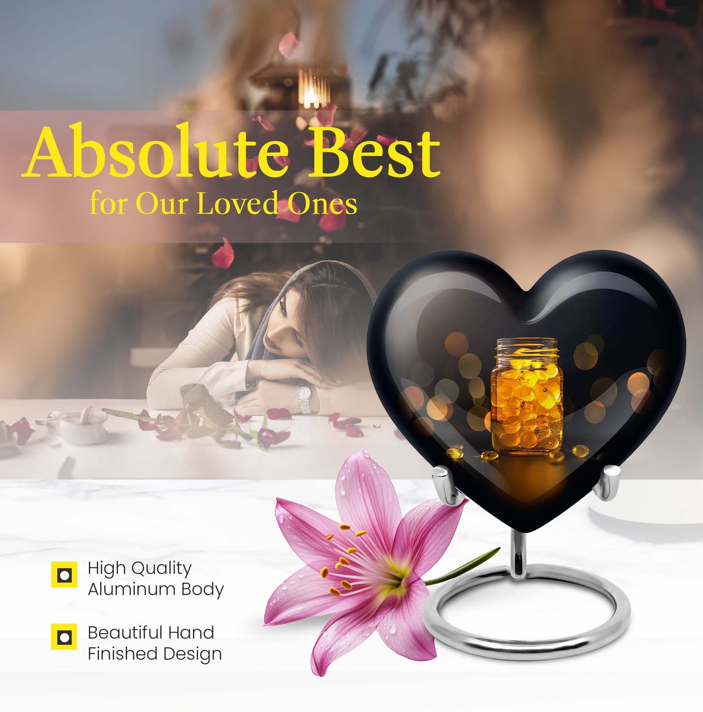 Heart-shaped, 10-inch Honey Pot Urn for ashes