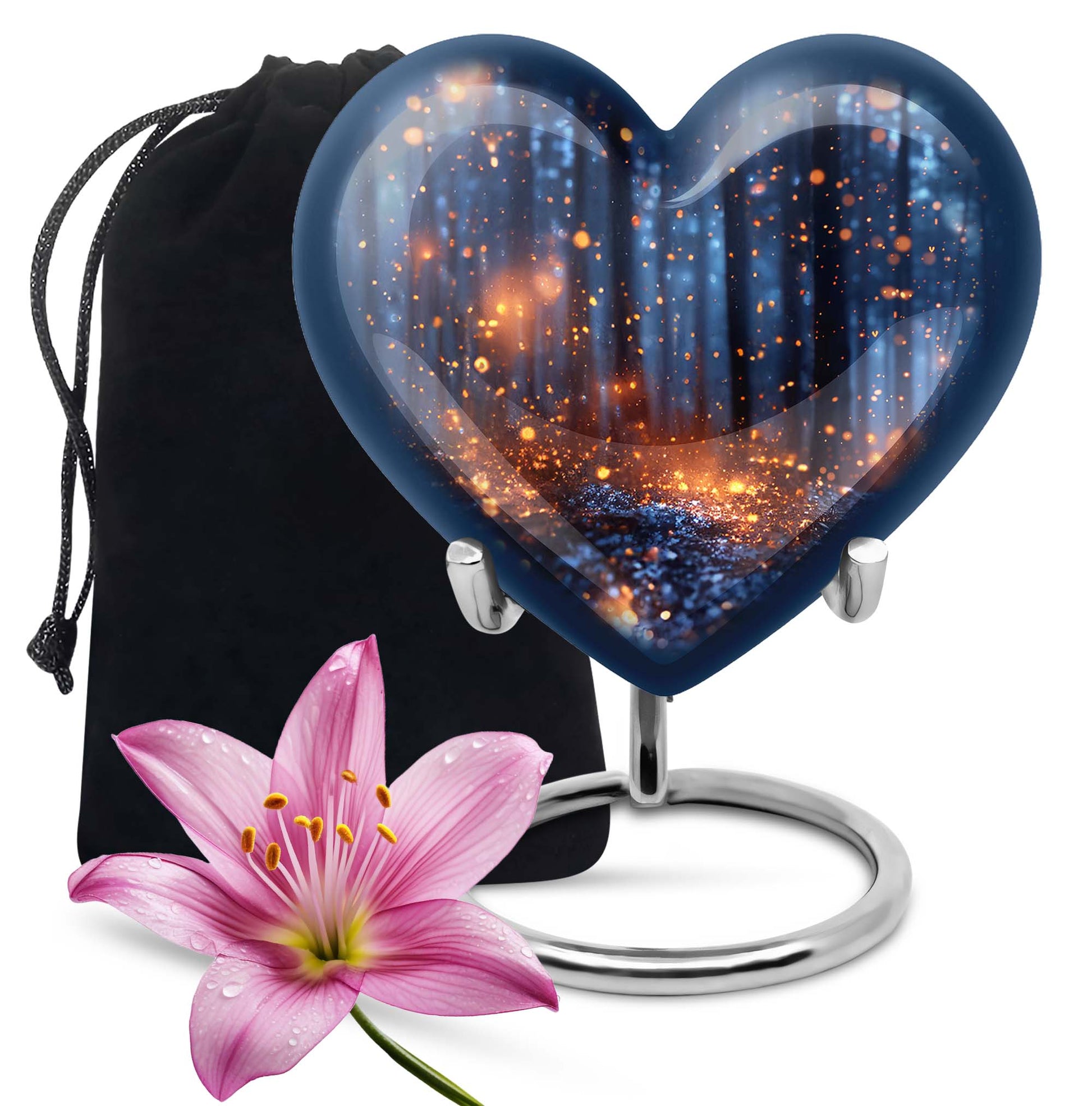 Twilight forest heart urn for men