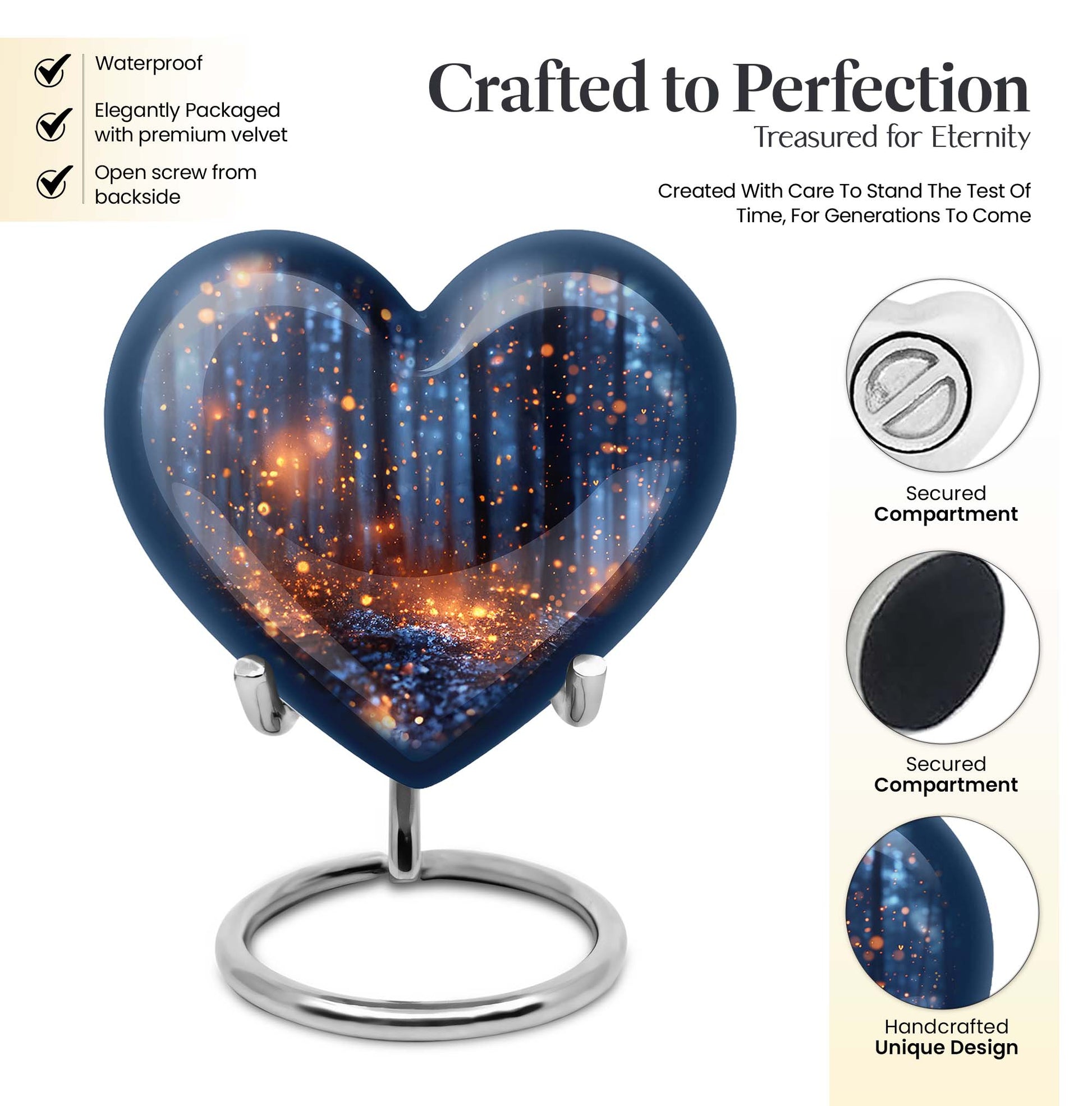 Twilight forest heart urn for men