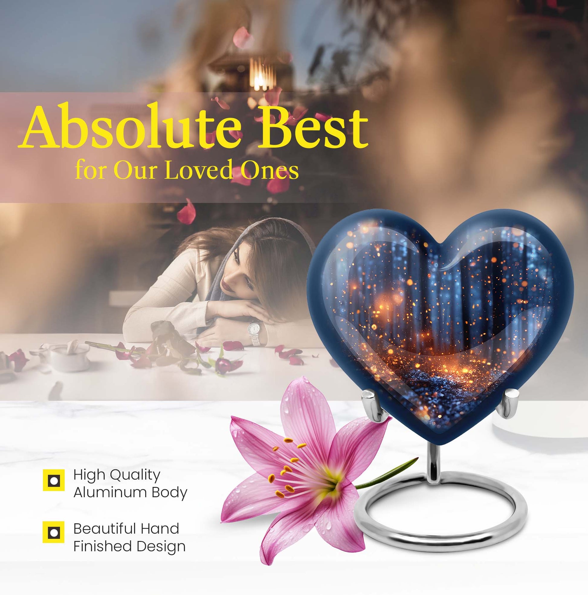 Twilight forest heart urn for men