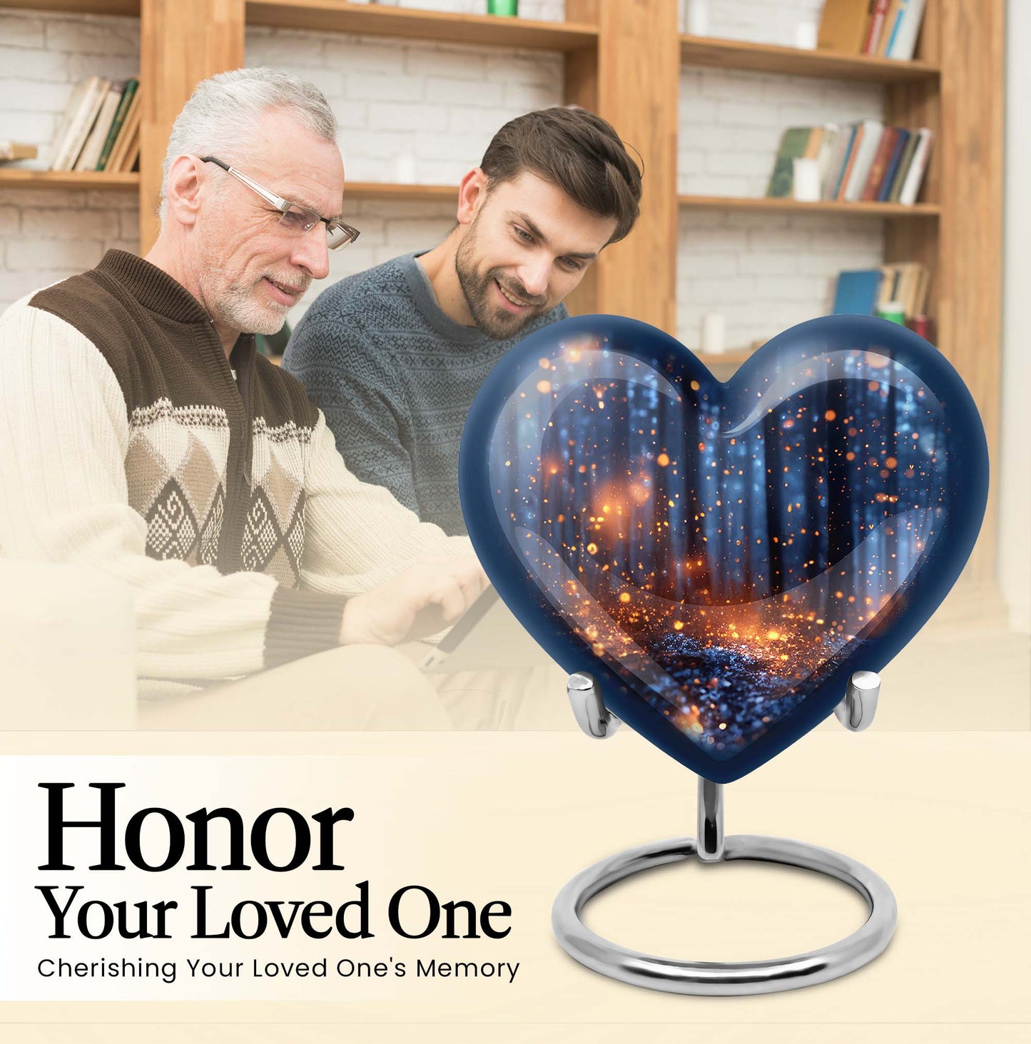 Twilight forest heart urn for men