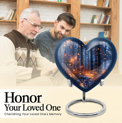 Twilight forest heart urn for men