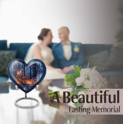 Twilight forest heart urn for men