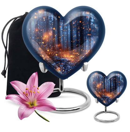 Twilight forest heart urn for men
