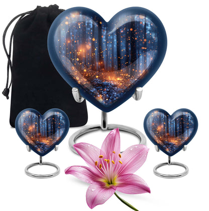 Twilight forest heart urn for men