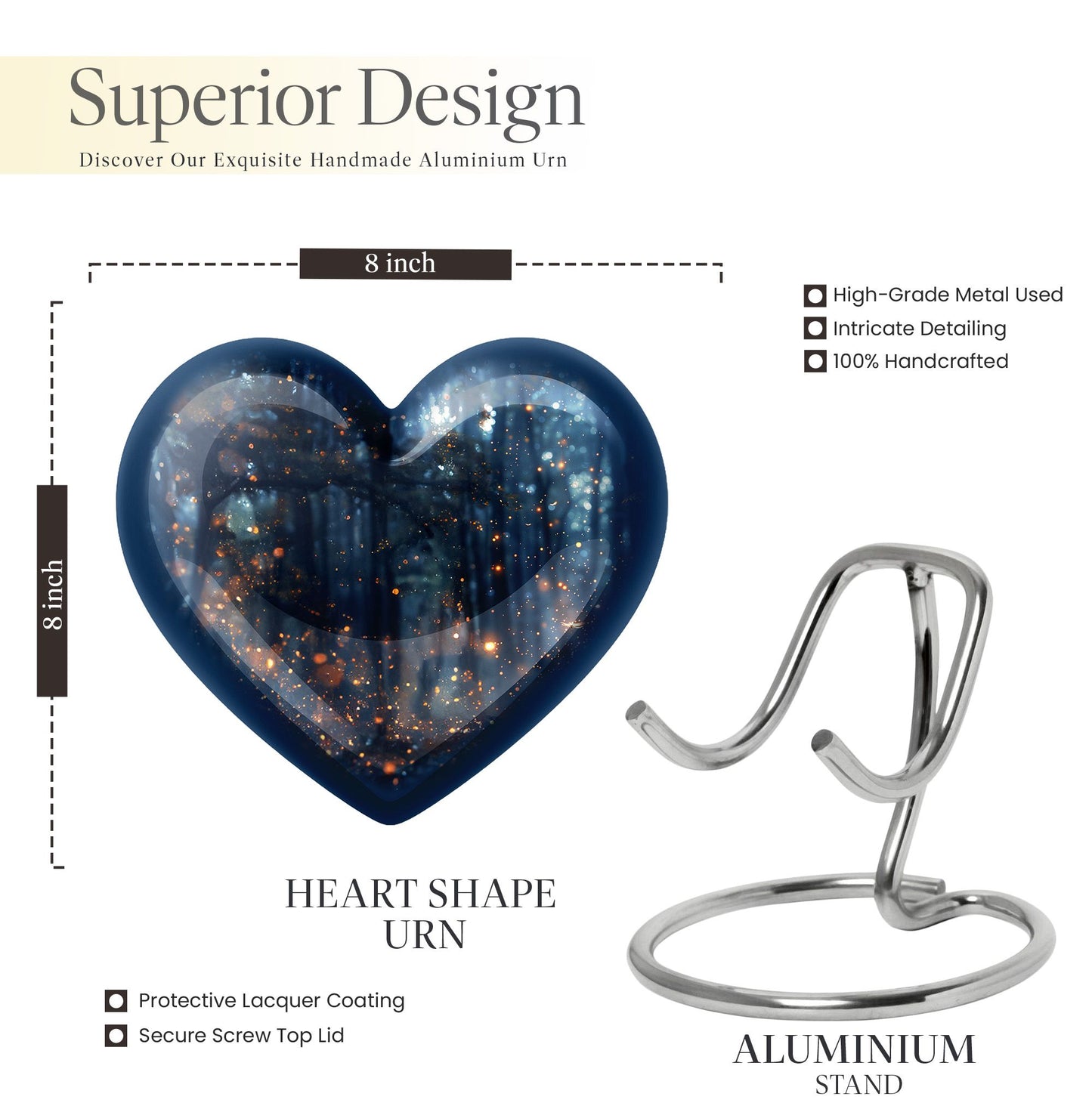 10-inch Twilight Forest Heart Urn,