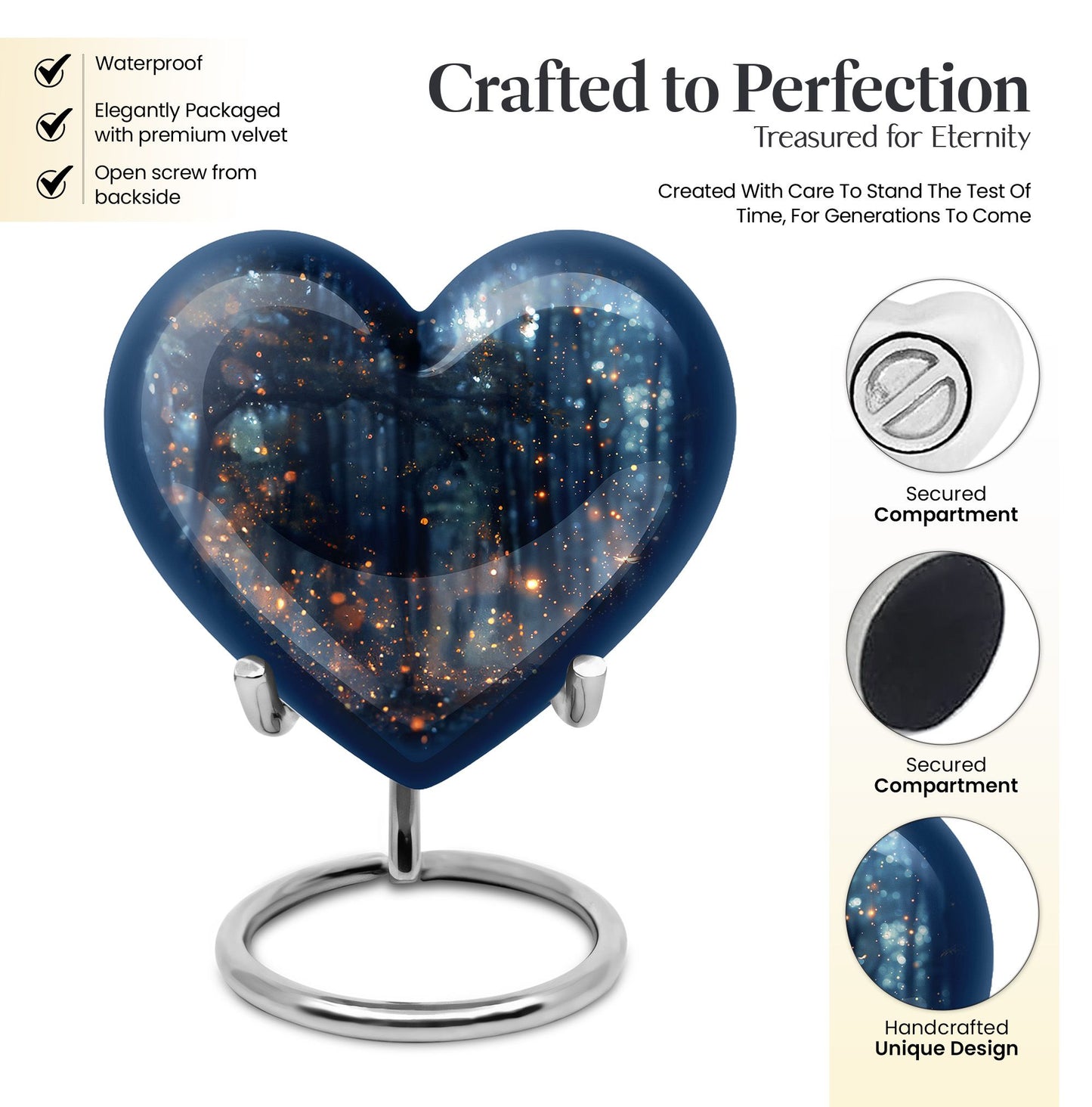 10-inch Twilight Forest Heart Urn,