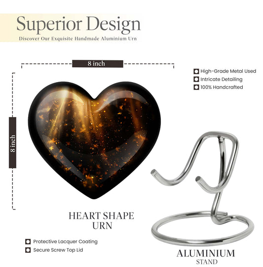 10-inch twilight forest heart urn for human ashes 