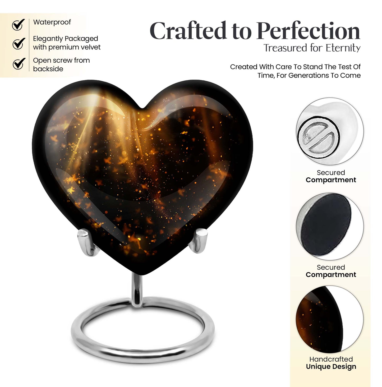 10-inch twilight forest heart urn for human ashes 