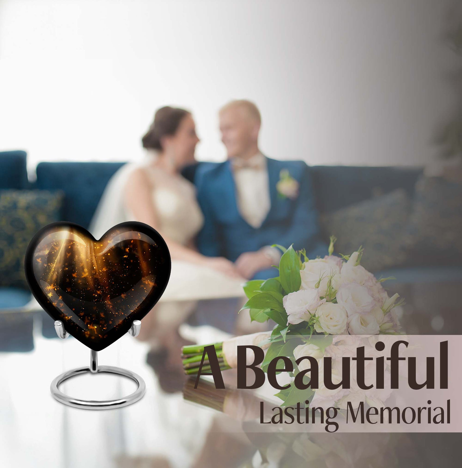 10-inch twilight forest heart urn for human ashes 