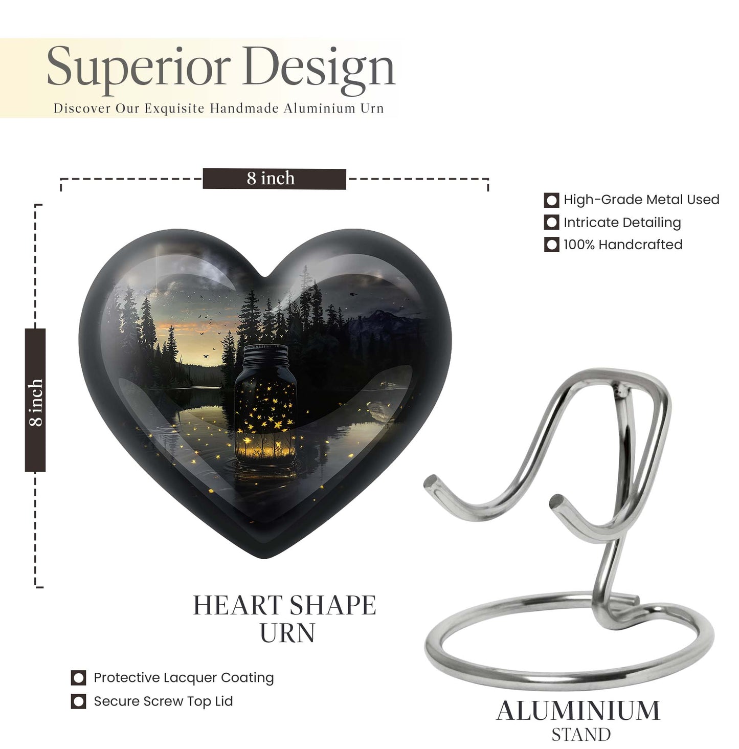 10-inch heart design Honey Pot urn 