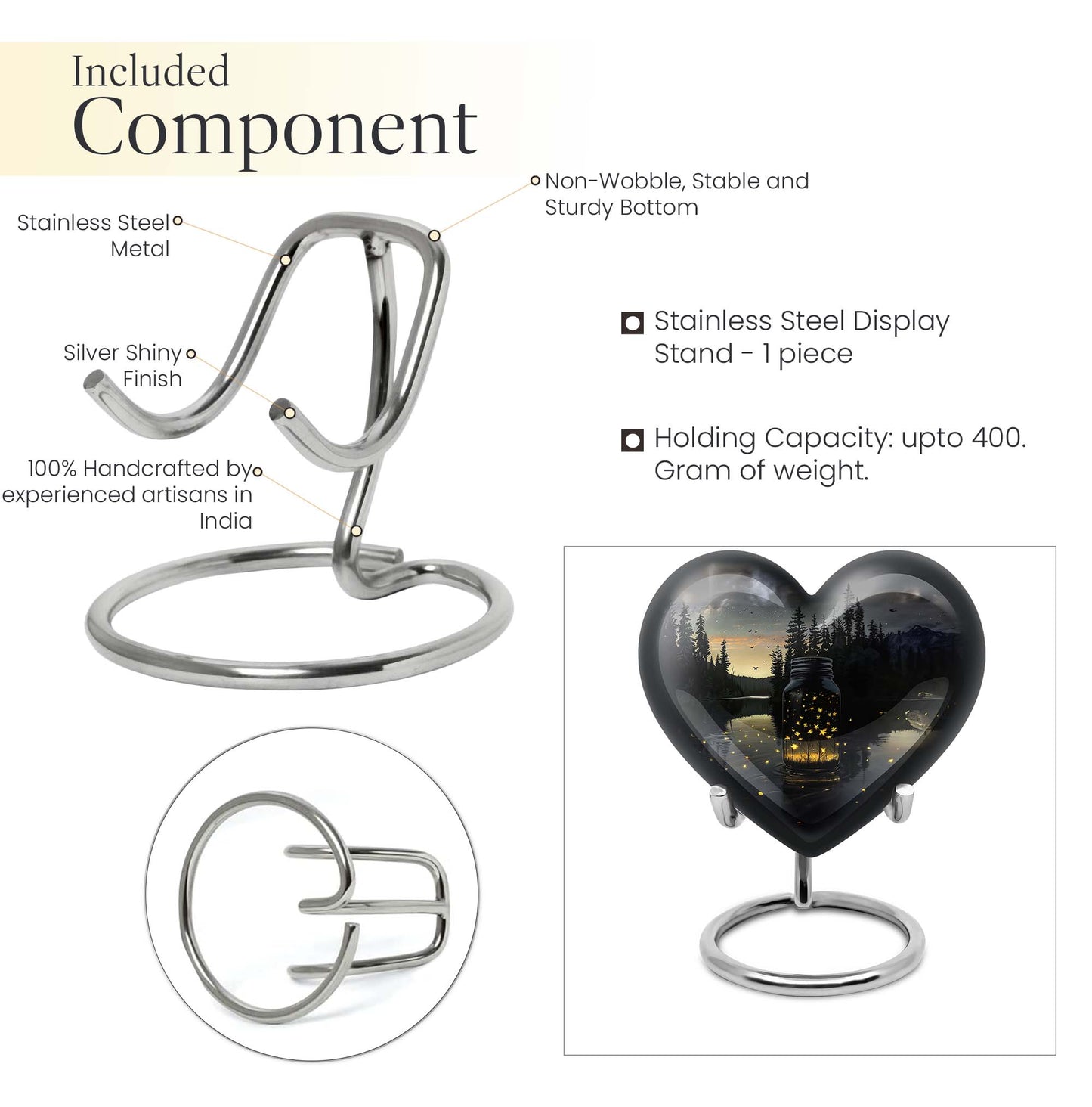 10-inch heart design Honey Pot urn 