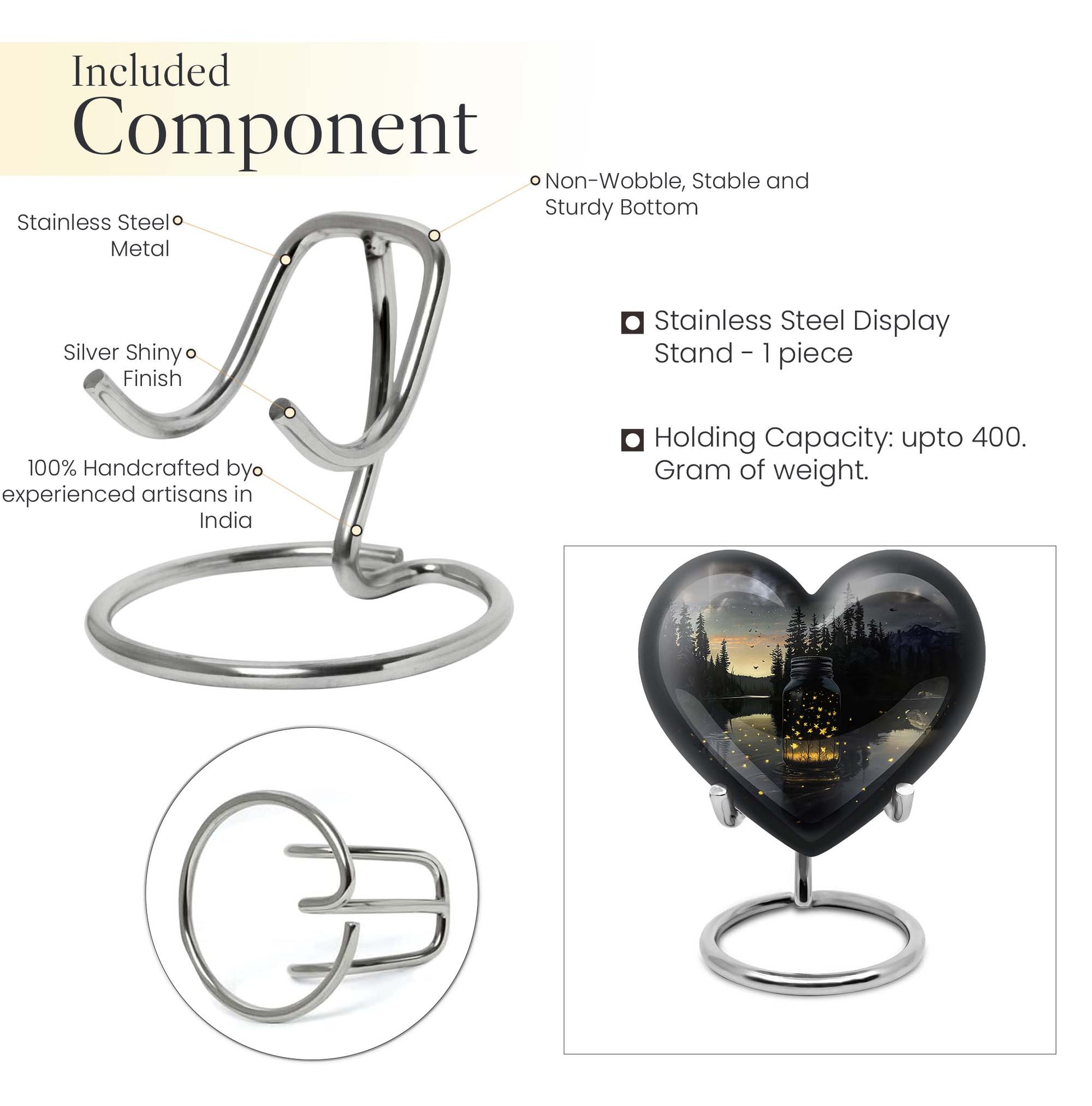 10-inch heart design Honey Pot urn 