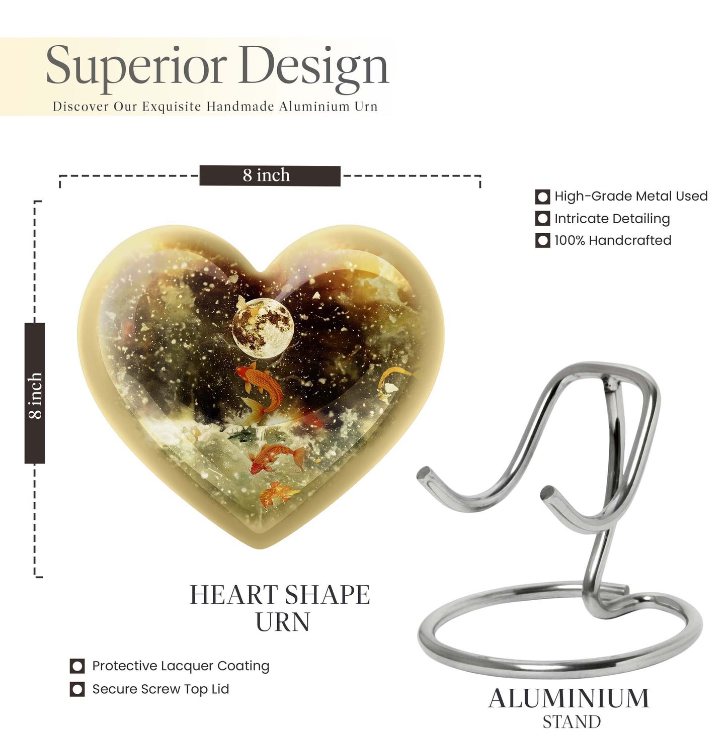  heart-shaped fish urn for ashes