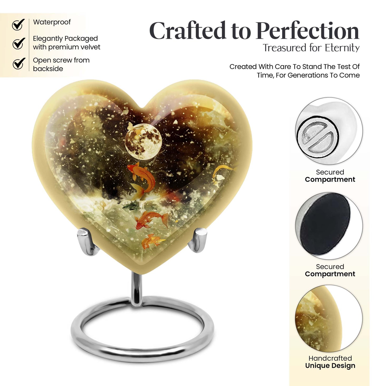  heart-shaped fish urn for ashes