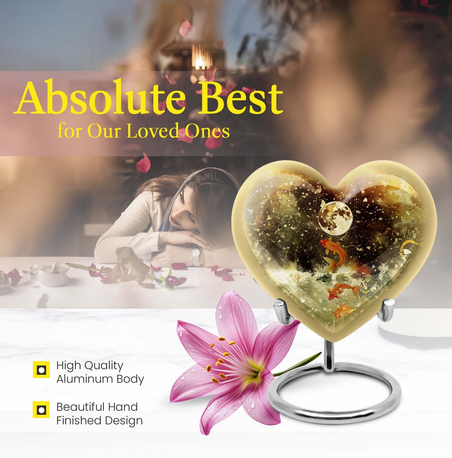  heart-shaped fish urn for ashes
