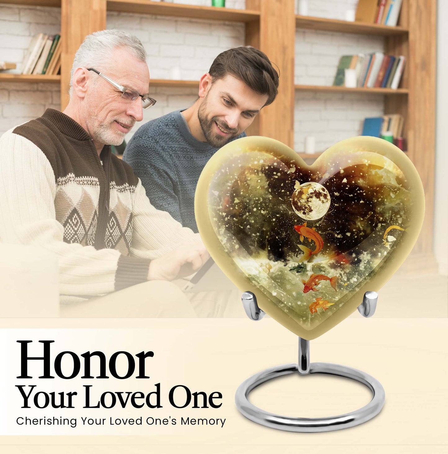 heart-shaped fish urn for ashes