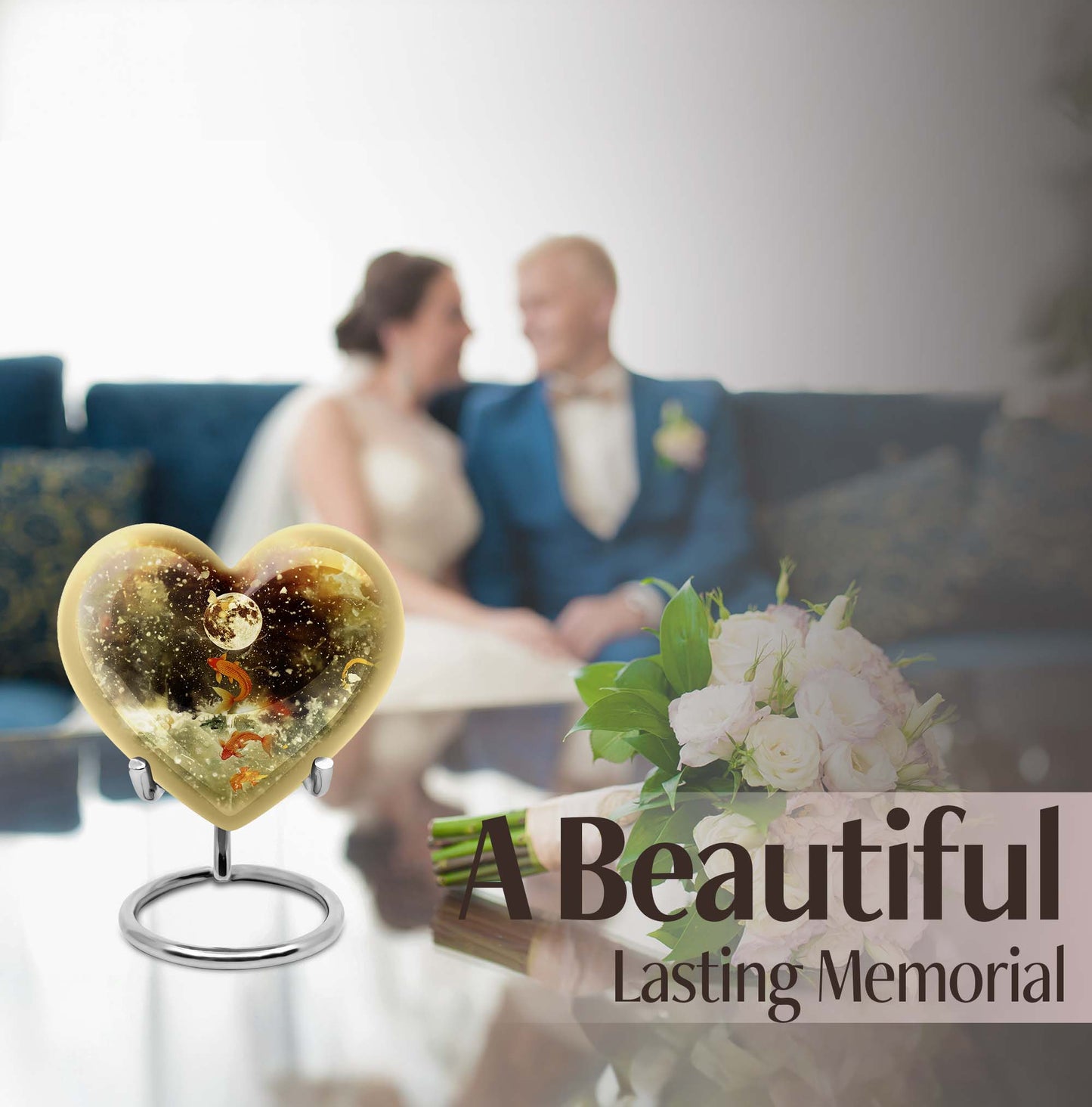  heart-shaped fish urn for ashes