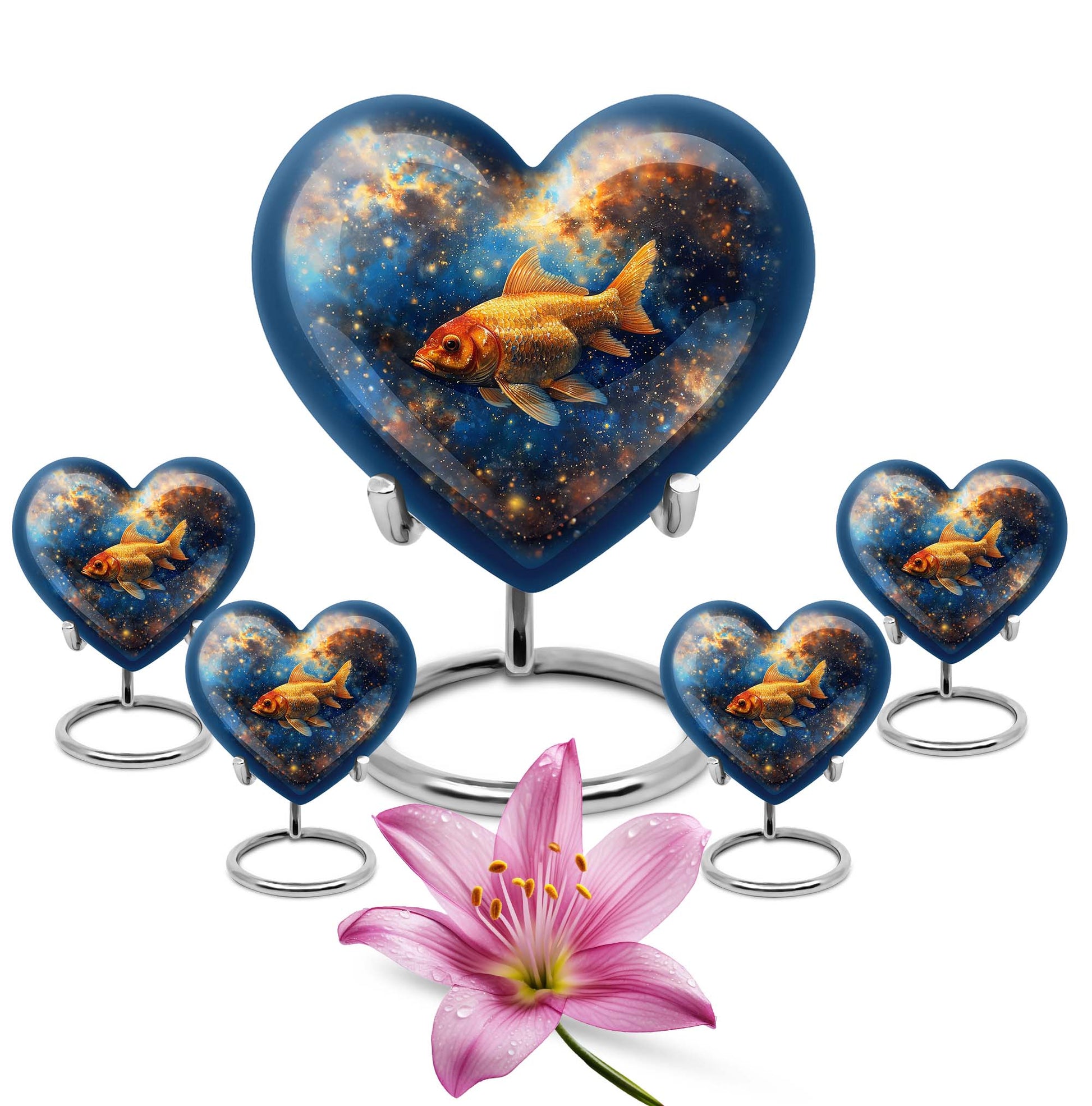 heart-shaped fish urn