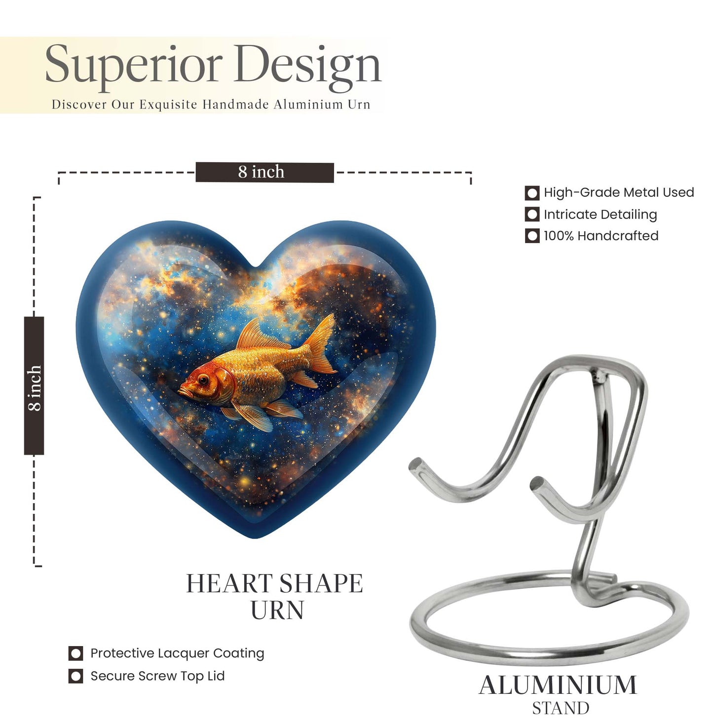 heart-shaped fish urn