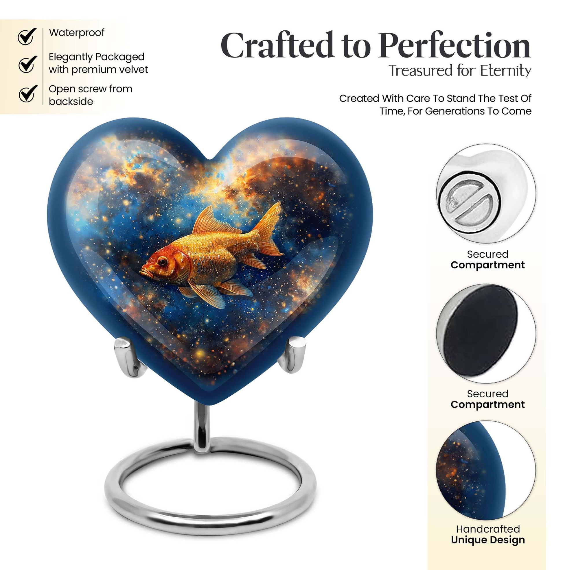 heart-shaped fish urn