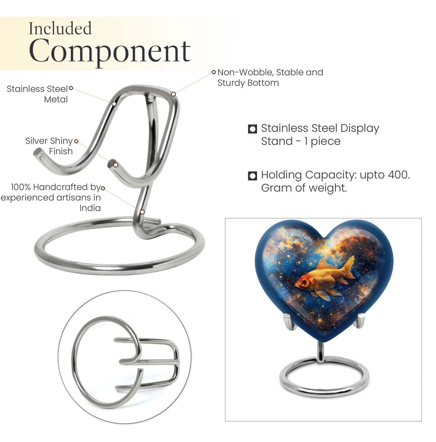 heart-shaped fish urn