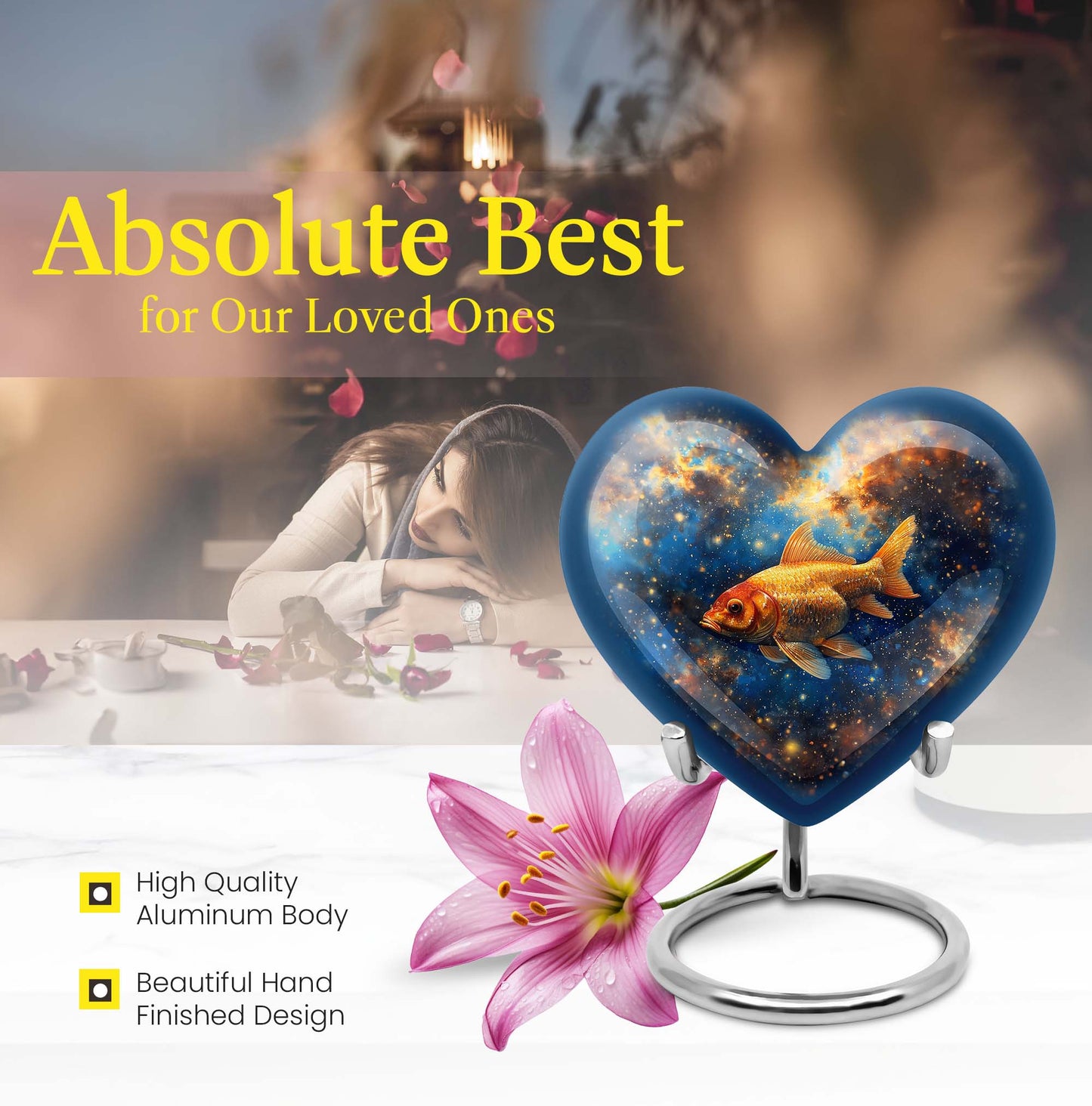 heart-shaped fish urn