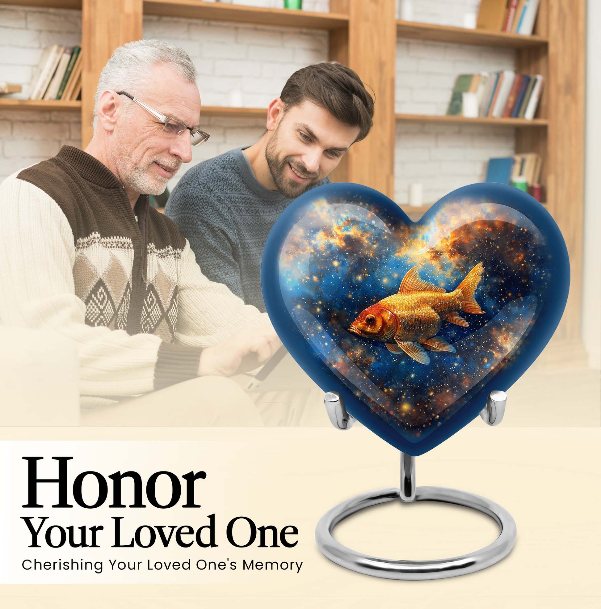 heart-shaped fish urn