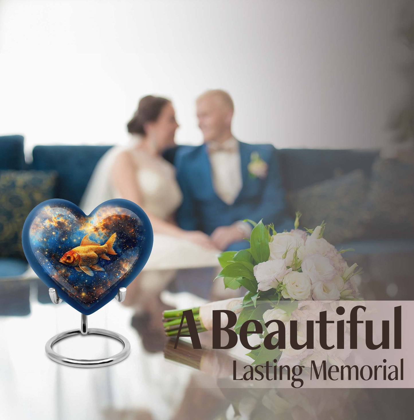 heart-shaped fish urn