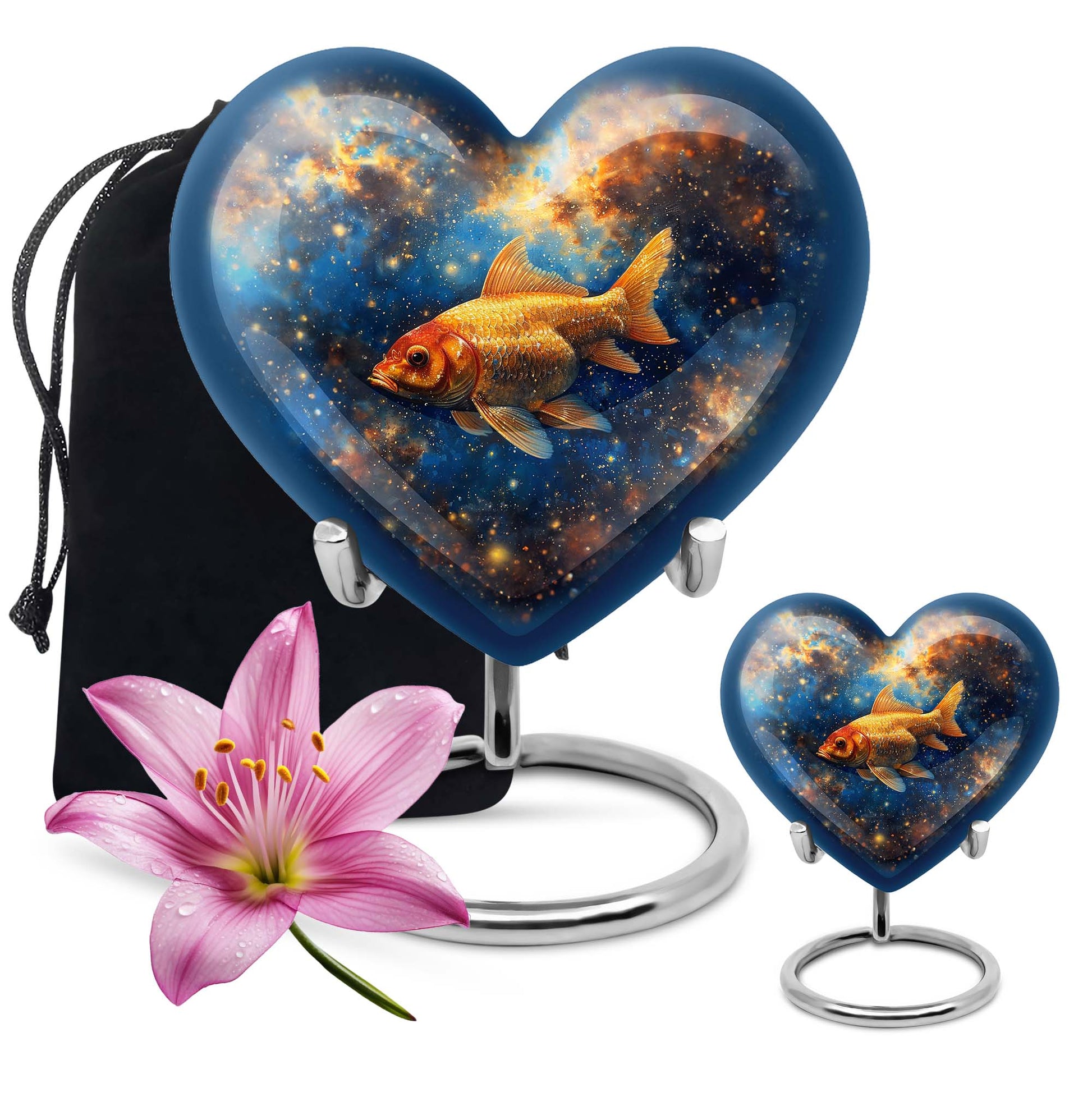 heart-shaped fish urn