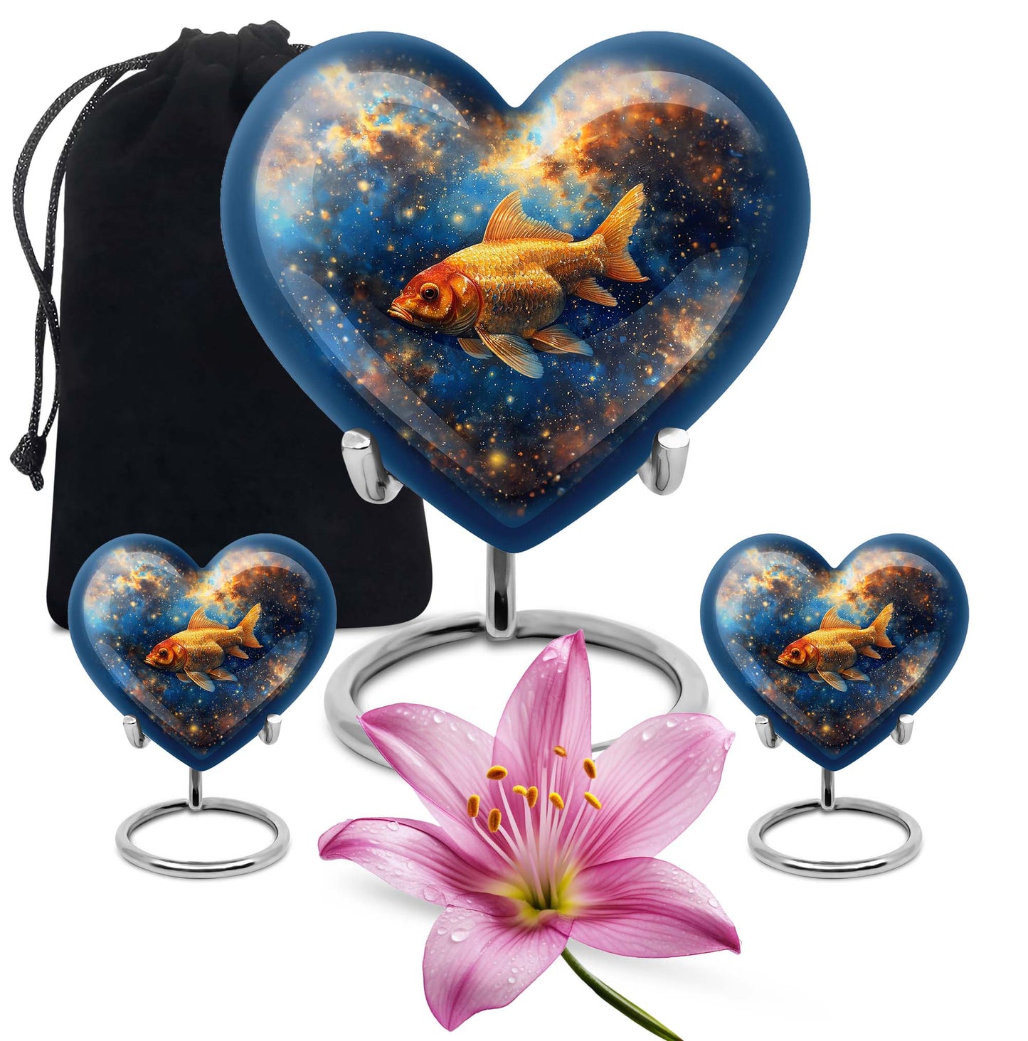 heart-shaped fish urn