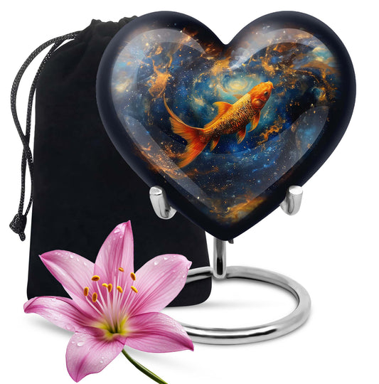 10 inch heart-shaped fish urn made of aluminium