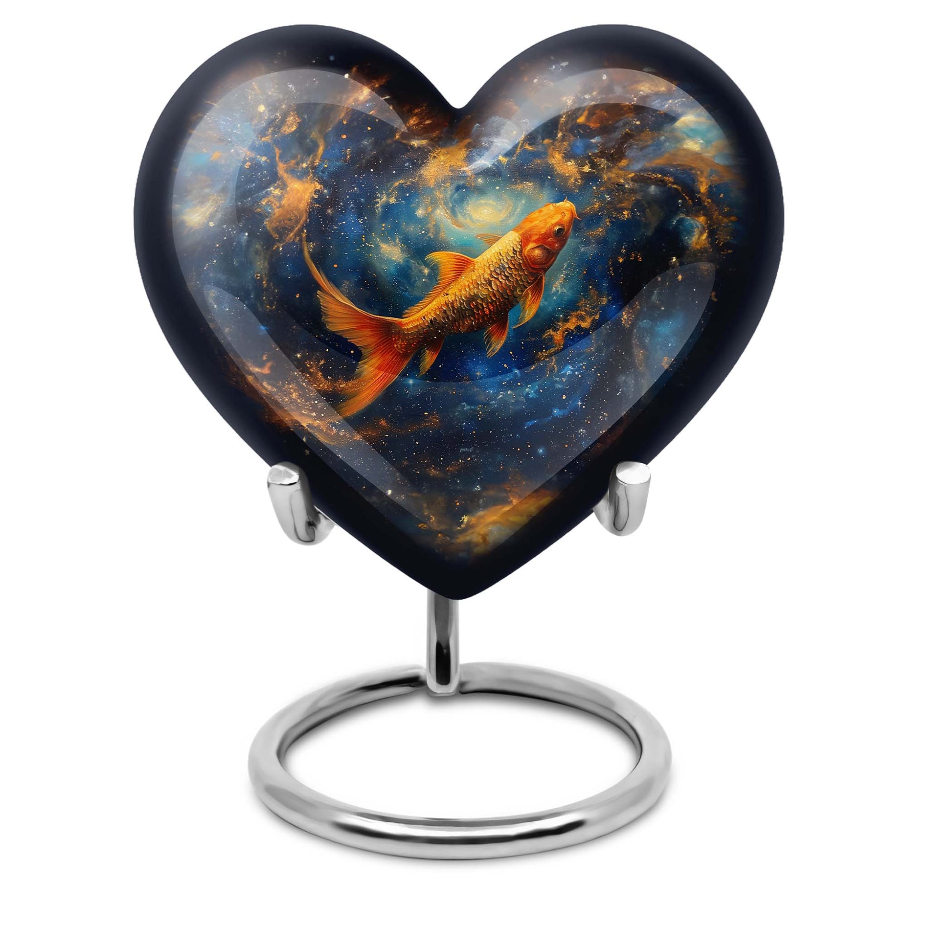 10 inch heart-shaped fish urn made of aluminium