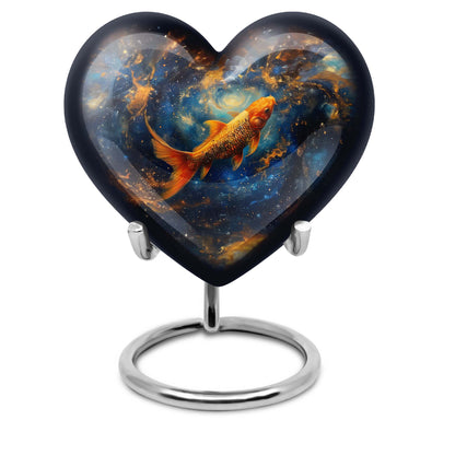 10 inch heart-shaped fish urn made of aluminium