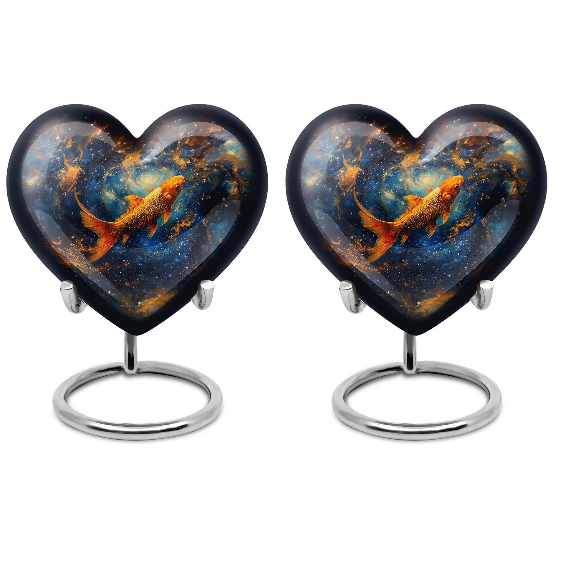 10 inch heart-shaped fish urn made of aluminium