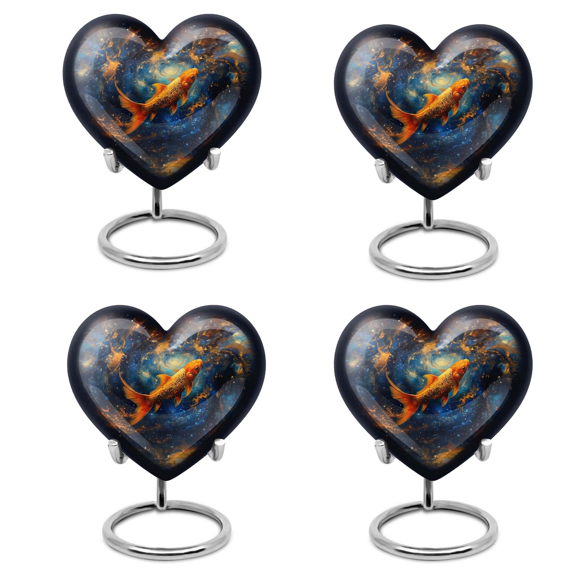 10 inch heart-shaped fish urn made of aluminium