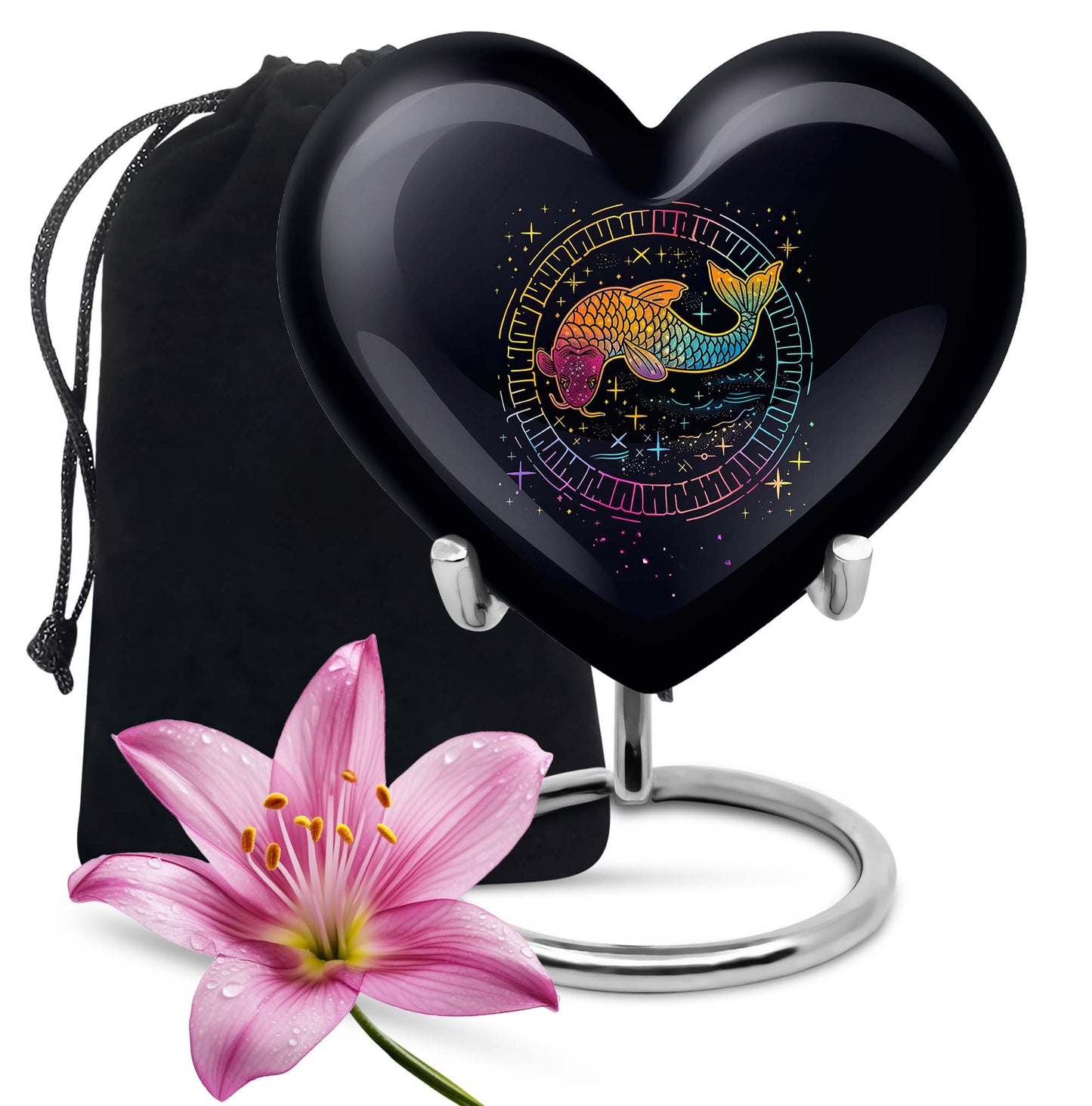 heart-shaped fish urn