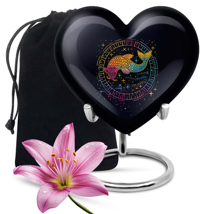 heart-shaped fish urn