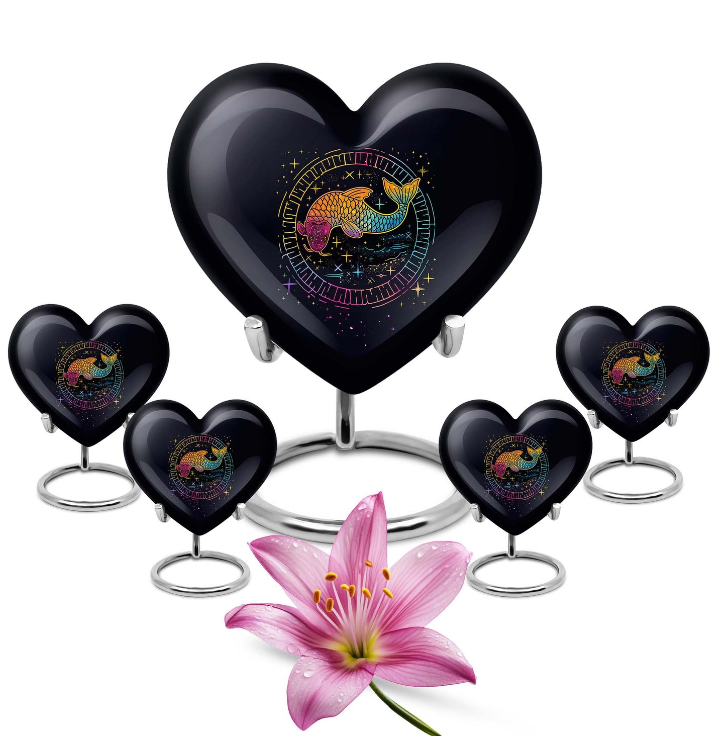 heart-shaped fish urn