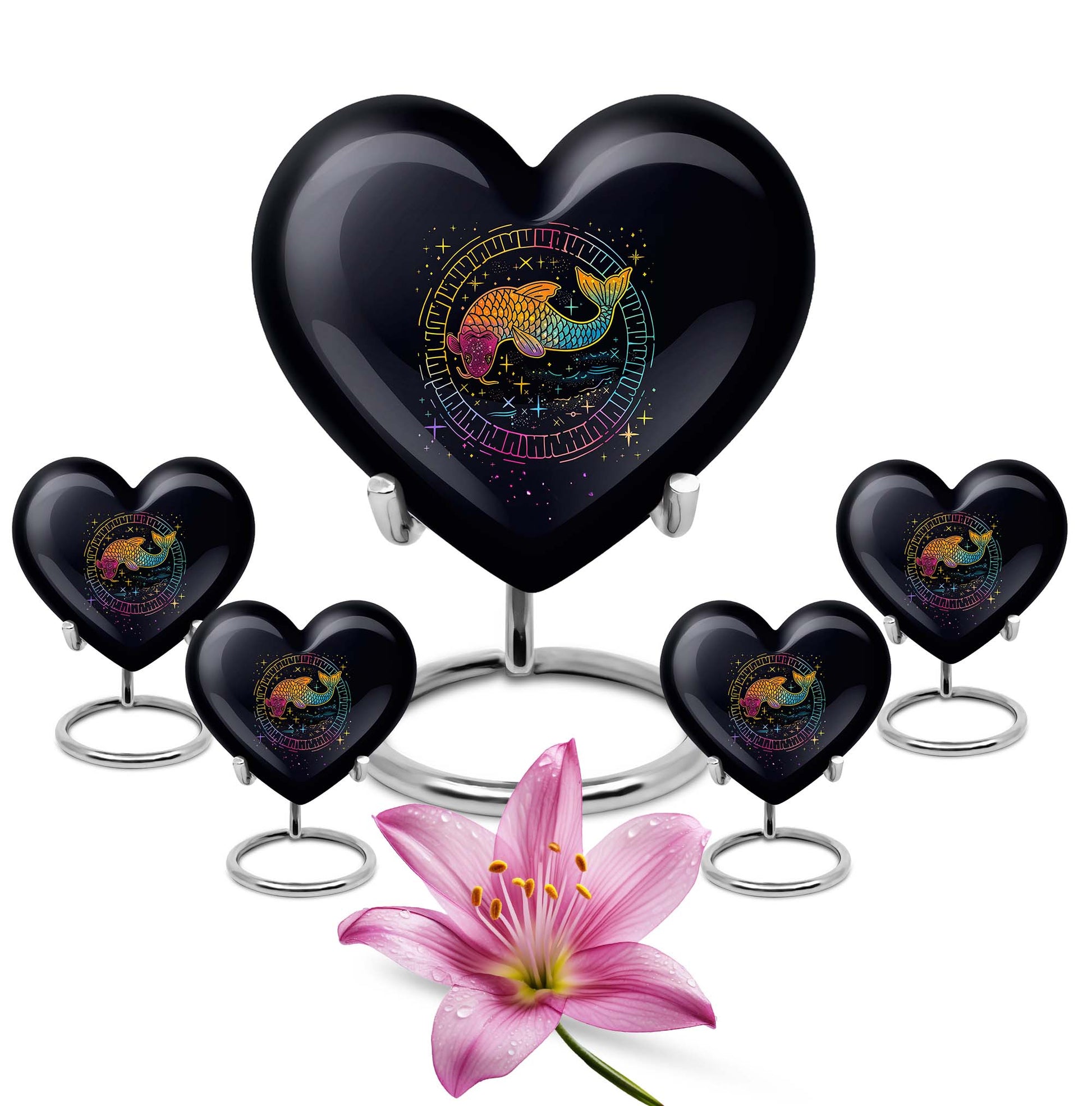 heart-shaped fish urn