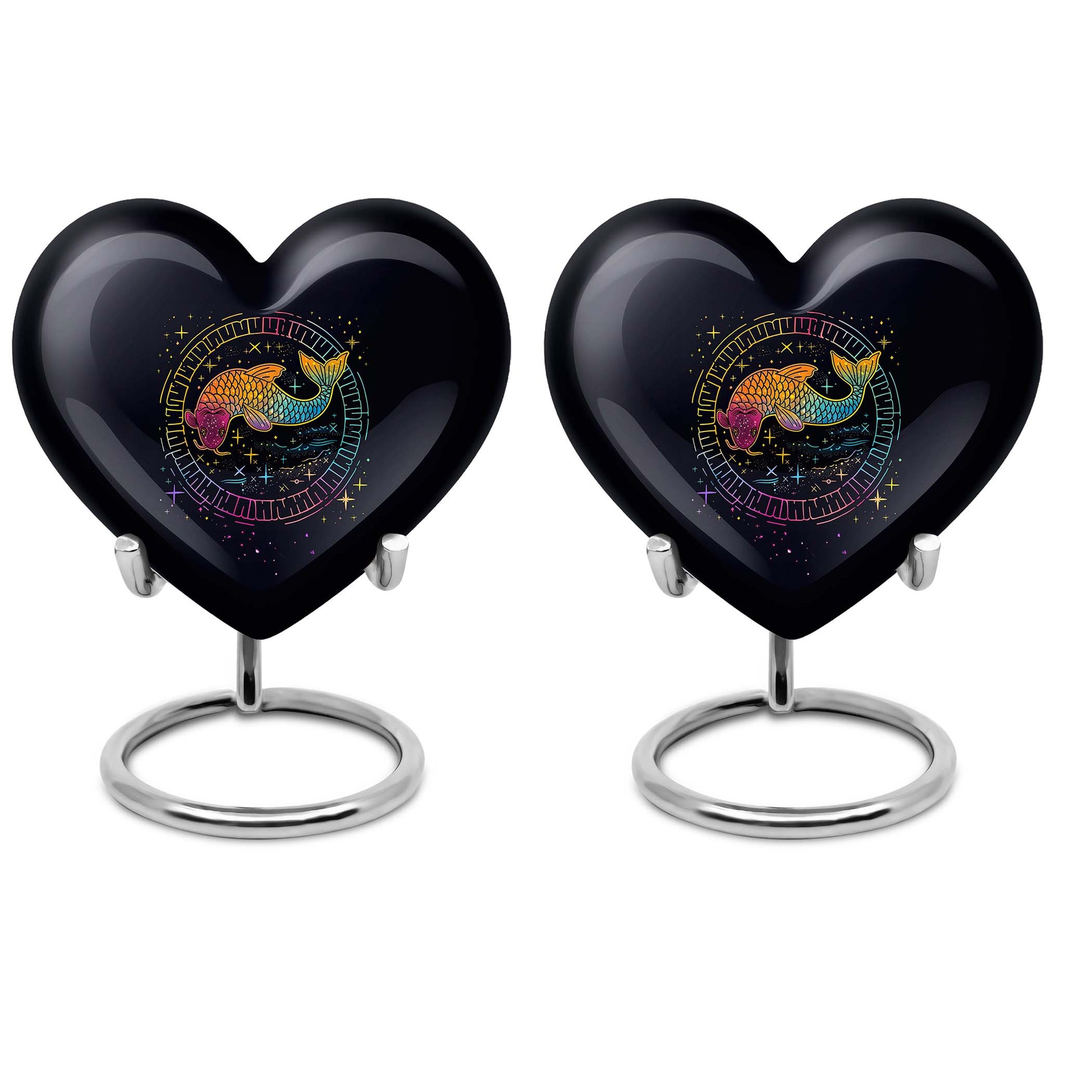 heart-shaped fish urn